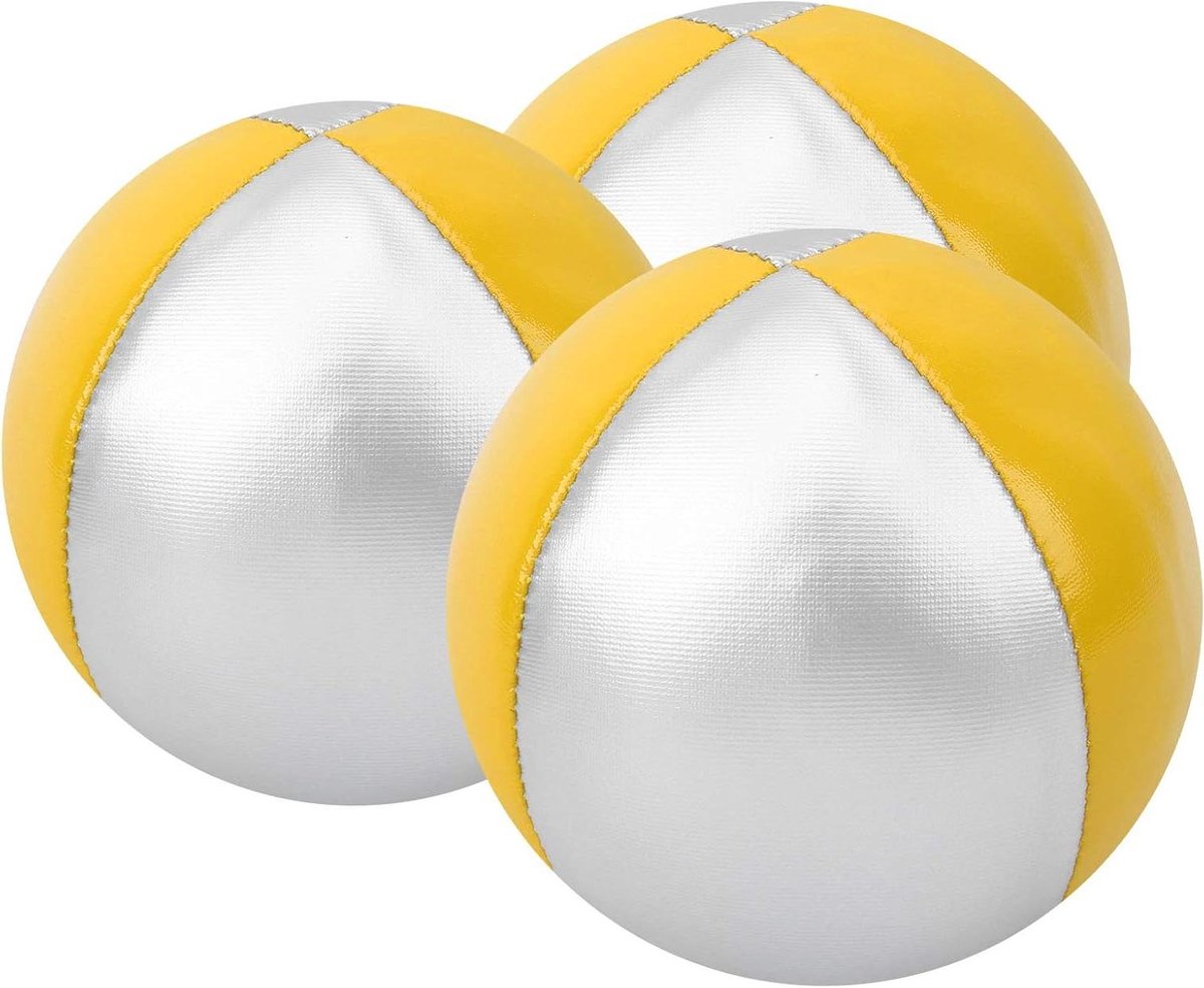 Jongleerballen Set - Behendigheidsballen - Balans Oefenen - Scheurbestendig PU-leer - 3 stuks - Geel/Zilver