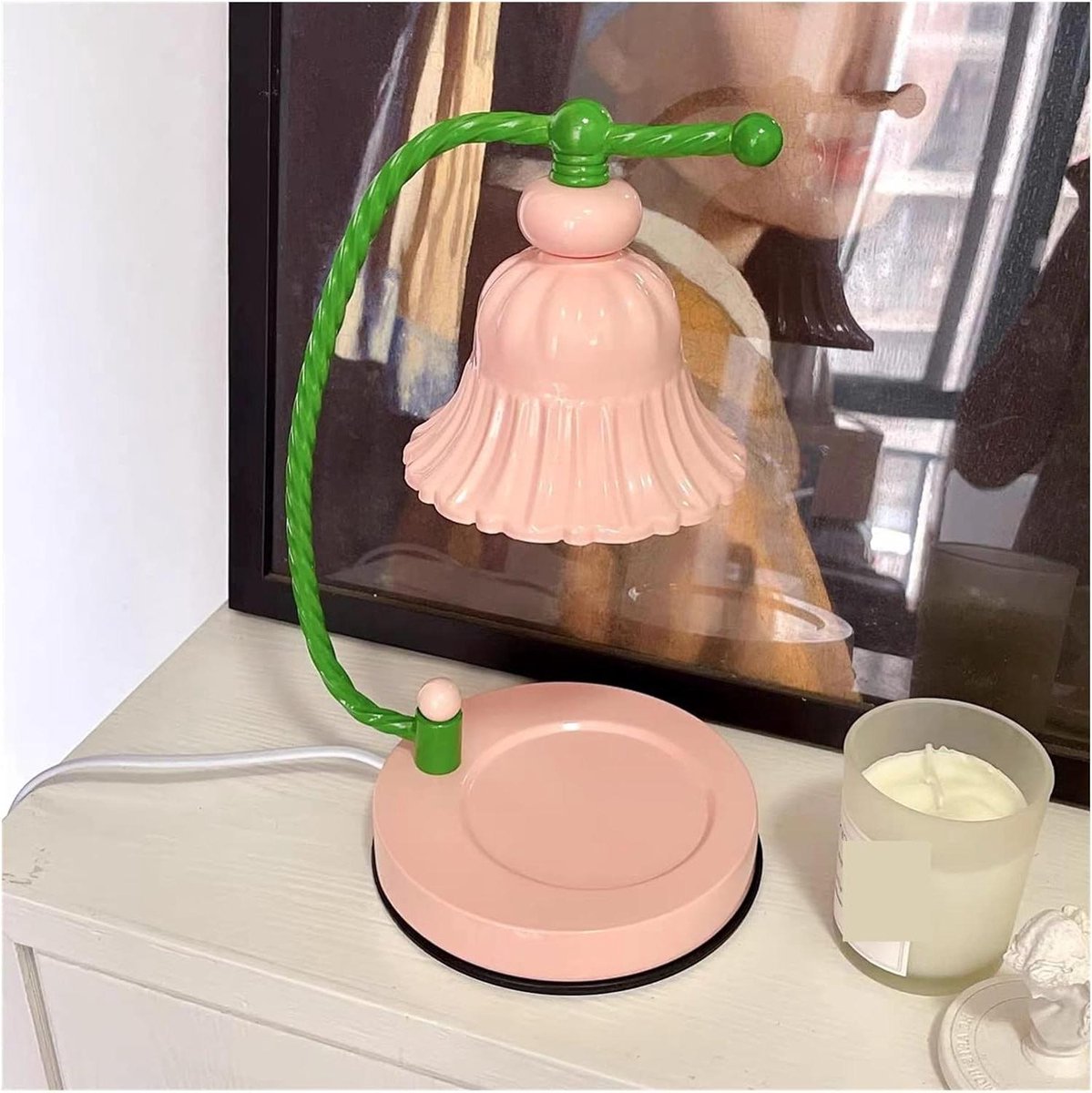 Waxinelichthouder Lamp - Geurlamp - Sfeerverlichting Creëren - Vlamloze Geurverspreiding - 16x16x30 cm - Roze