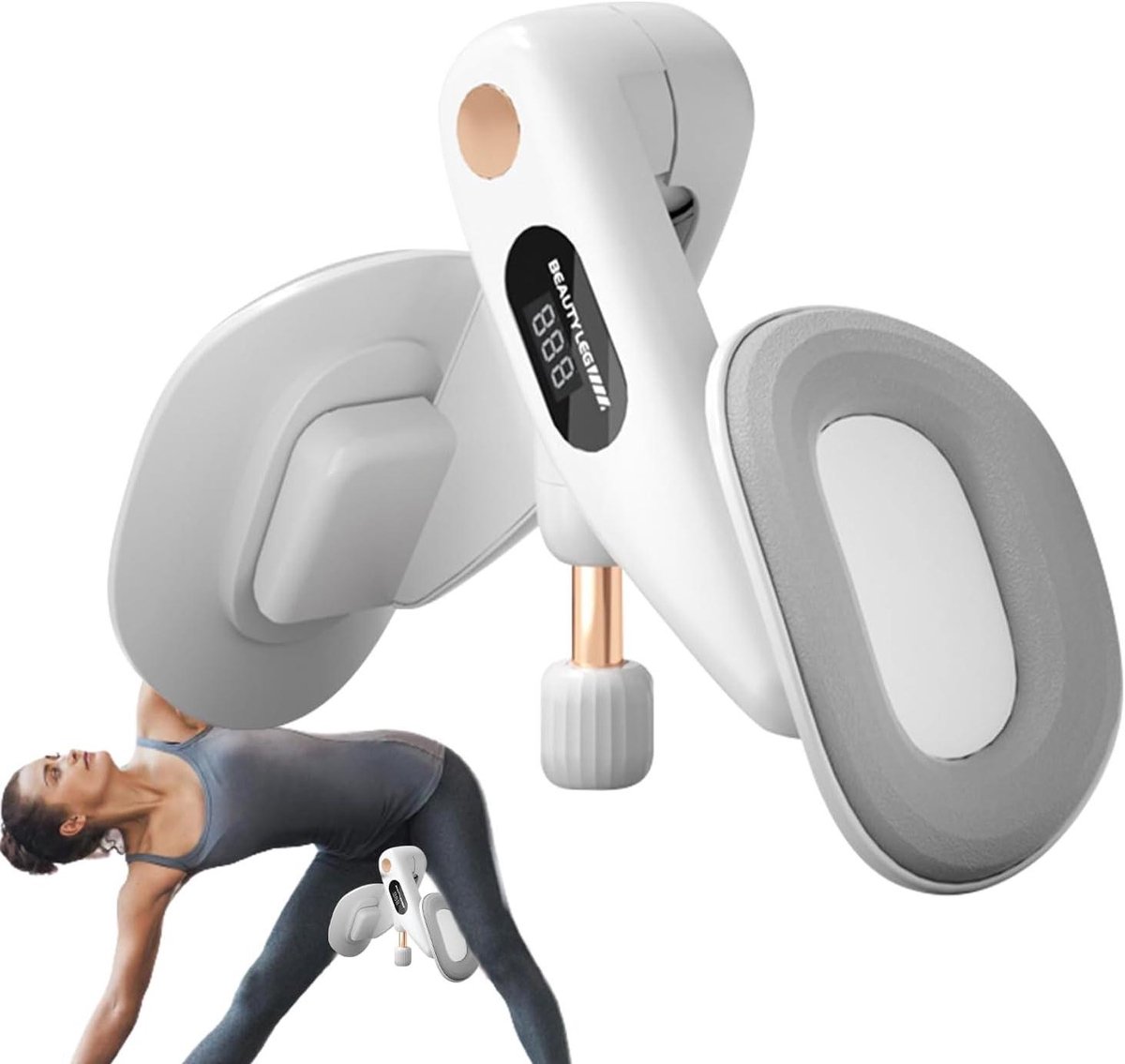 Binnendij Trainer - Bekkenbodem Versterker - Heupen Trainen - Instelbare Weerstand - 24.7 x 12.7 cm - Grijs