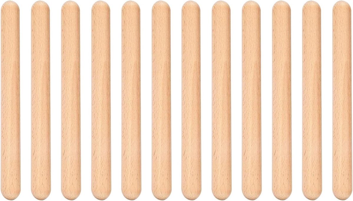 Ritme Stokken - Percussie Instrument - Muziek Onderwijs - Natuurlijk Hout - 6 Paren - Houtkleur
