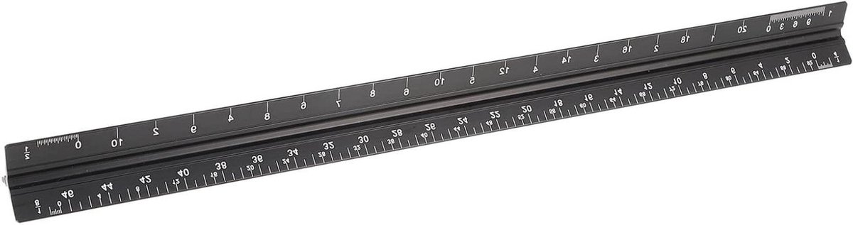 Driehoekige Tekenliniaal - Meetliniaal Ingenieur - Precisie Tekenen - Aluminiumlegering - 32.5 cm - Zwart