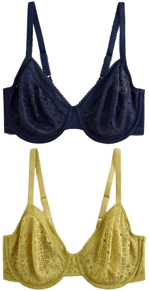 Next Dames - Set van 2 DD+ minimizer beha's zonder vulling met volledige cups - Blauw Navy/Green