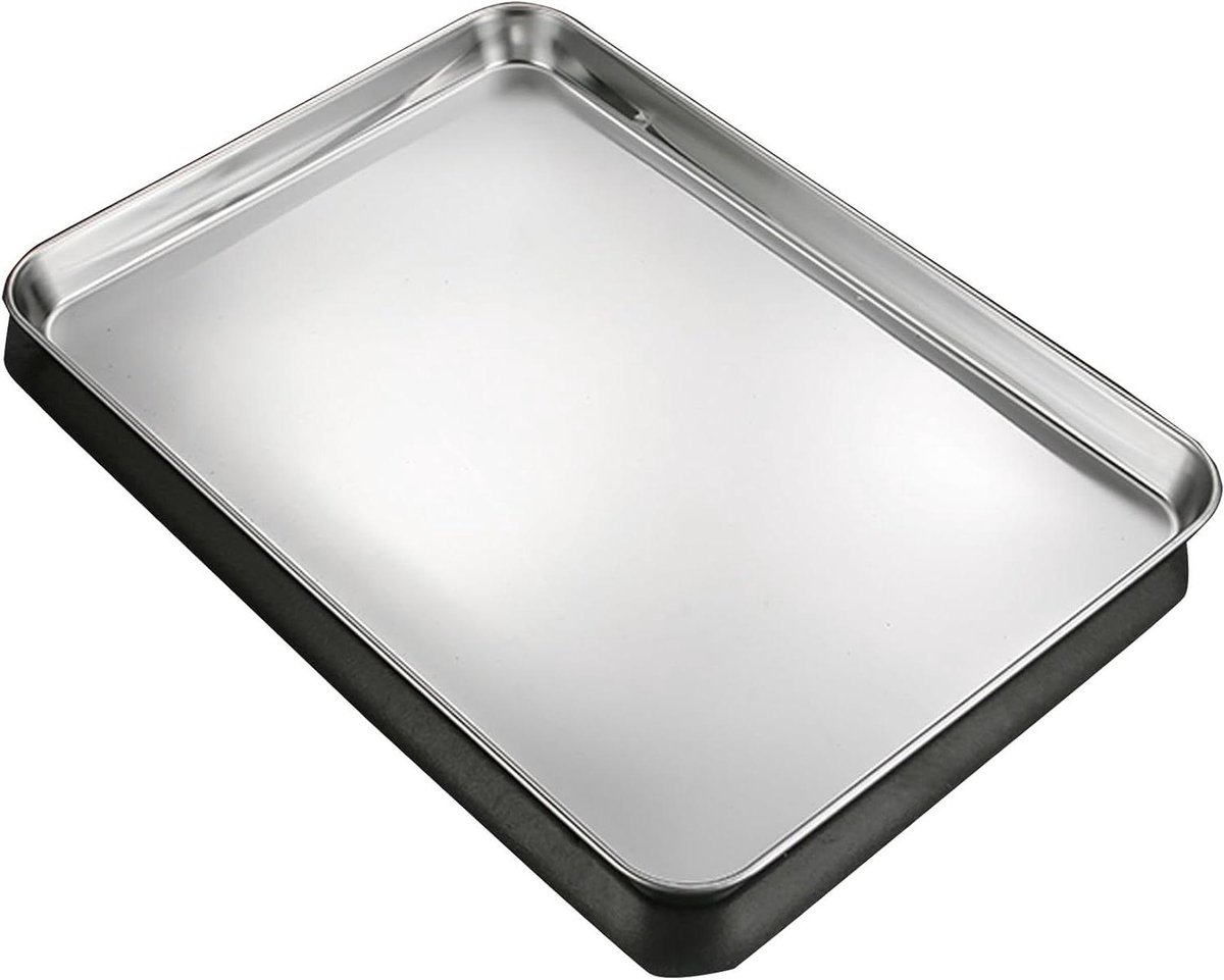 RVS Bakvorm - Ovenschaal Metalen - Bakken en Braden - Gelijkmatige Warmtegeleiding - 40x30x3 cm - Zilverkleurig