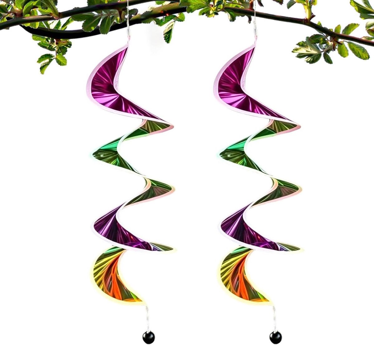 Wind Spinner Set - Windzak Decoratie - Buiten Versieren - Duurzaam Waterdicht Materiaal - 2 Stuks 60cm - Regenboog