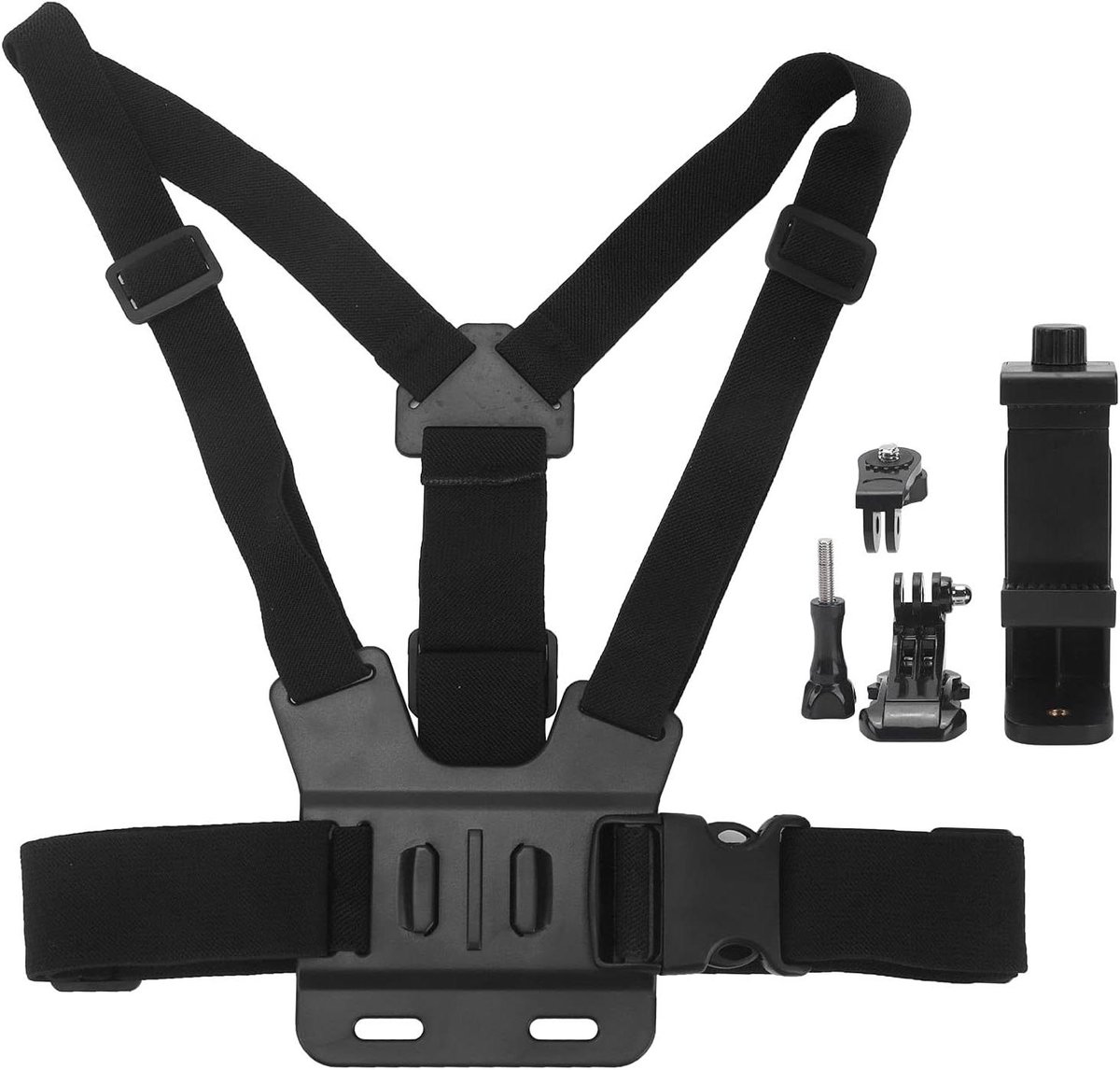 Borstband Houder - Telefoon Camera - Actief Vlogs - Verstelbare Clip - 6-10cm Breed - Zwart