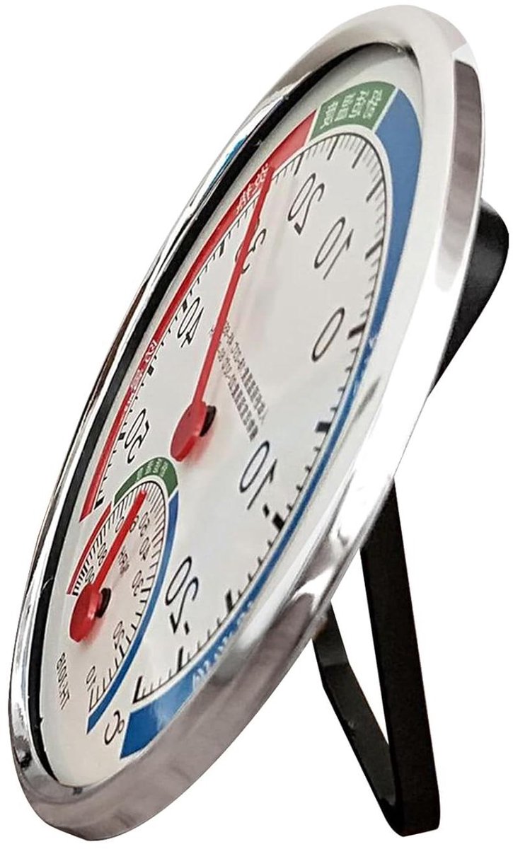 Thermometer Hygrometer - Temperatuur Luchtvochtigheid - Klimaat Monitoren - Analoge Weergave Batterijloos - 13 cm Diameter - Wit