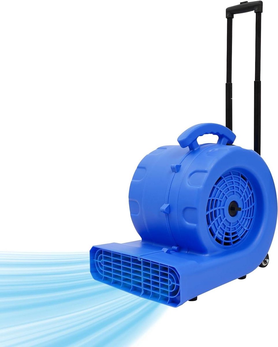 Bouwplaatsventilator - Vloerdroger - Snel drogen - 3 snelheden - 750 W - Blauw