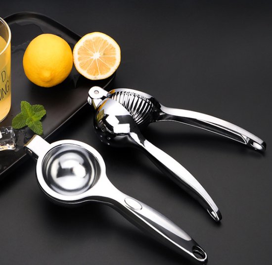 Citruspers - Citroenpers - Zinklegering - Limoenpers - Sinaasappel juicer - Handpers - Handmatige Fruitpers - Handcitruspers - Citrusknijper - Geschikt voor keuken, bar, picknick in de buitenlucht - 22*7 cm - Zilver — afbeelding 2