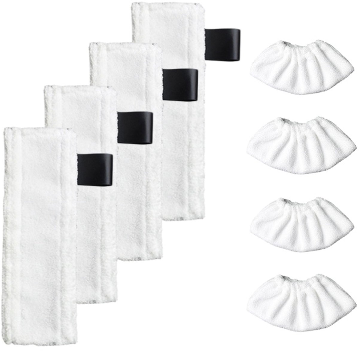 Set van 8 microvezeldoeken geschikt voor Kärcher Easyfix SC1 SC2 SC3 SC4 SC5. 4 vloerdoeken en 4 hoezen voor de handspuitmond, accessoires voor Kärcher microvezeldweil
