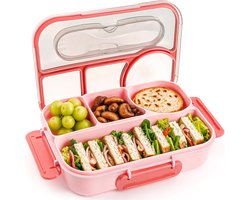 Bento-box voor volwassenen, lunchbox, lunchdoos met 4 vakken, valbestendig, vaatwasserbestendig en gemaakt van BPA-vrije materialen.
