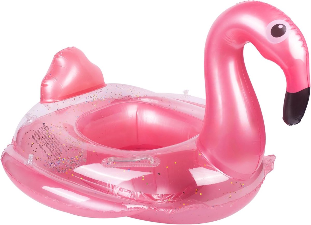 Opblaasbare babyzwemvlotter, babyzwembadvlotter voor 6-36 maanden, babymeisje met zitje, opblaasbare babydrijver, zwemring voor baby, peuter, kinderen van 1-3 jaar (felroze flamingo)
