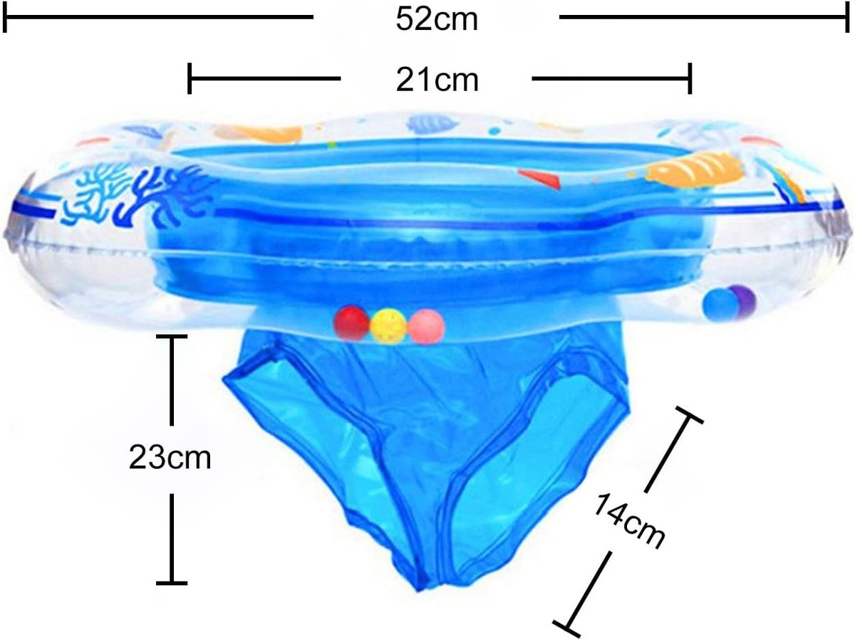 Zwemring met zitting, opblaasbaar speelgoed met dubbele airbags, zwemhulp voor peuters/kinderen van 6 tot 36 maanden, te gebruiken met toezicht van volwassenen (52 cm, blauw) – foto 3