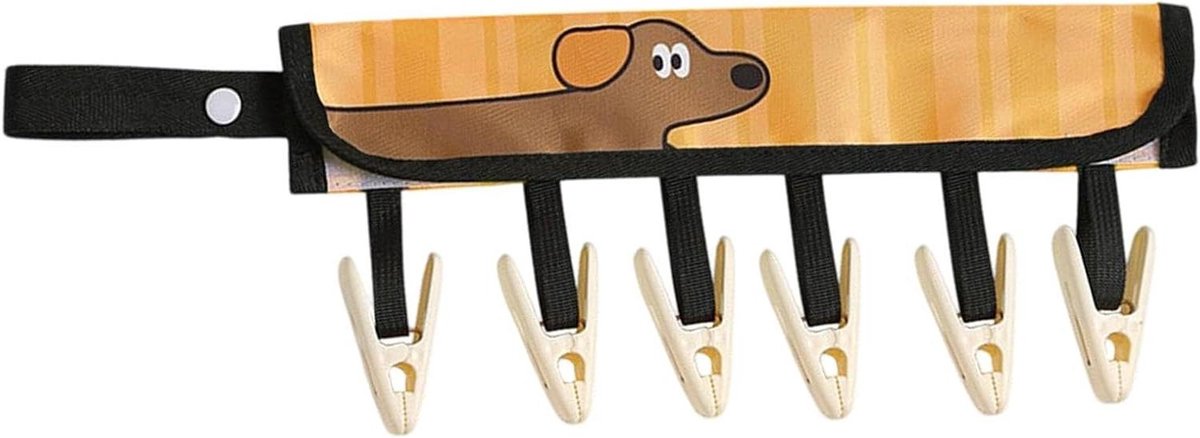 Opvouwbare Reishanger - Draagrek Was - Kleding Drogen - Met 6 Clips - 38.6 x 19.2 cm - Bruin