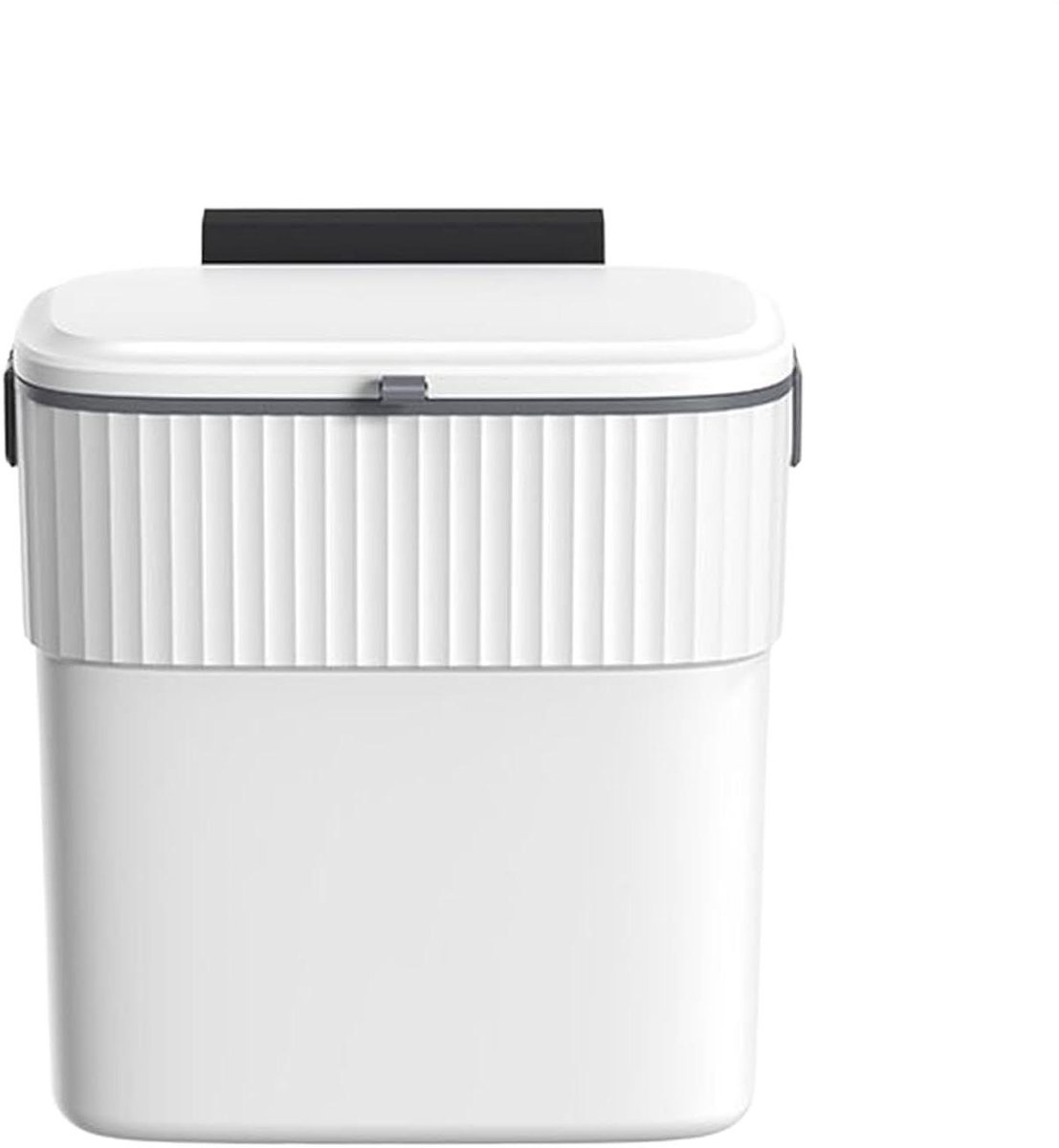 Badkamer Prullenbak - Kleine Afvalbak - Huis Opruimen - Ophangbaar Met Deksel - 9 Liter - Wit