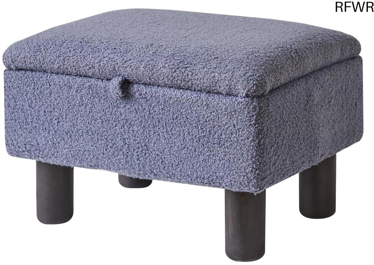 Kleine voetenbank - Ottomaanse poef - Comfortabel zitten - Verborgen opbergruimte - 16 inch diep - Blauw Grijs