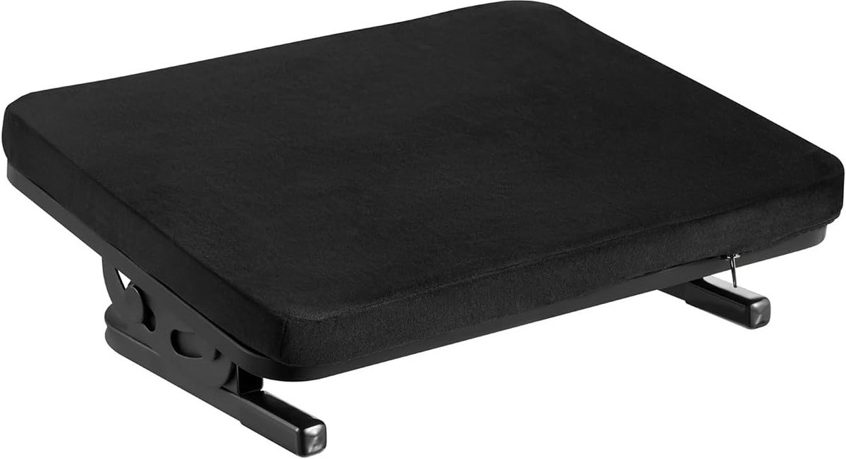 Ergonomic Soft Footrest, Adjustable Footrest for Desk, Tilting +20° to -20°, Foam & Steel, Black