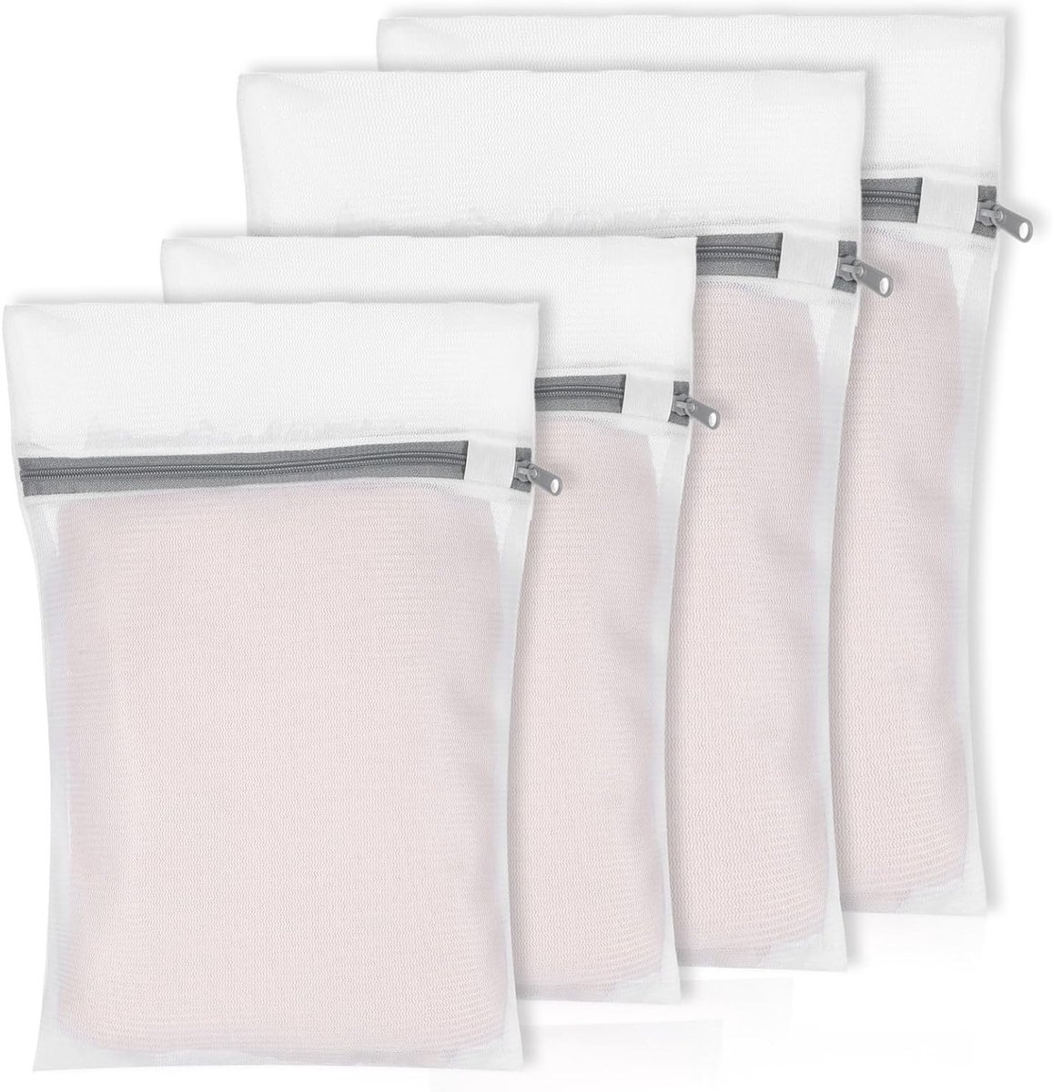 Set van 4 Wasnetten voor de Wasmachine, Ideaal voor Ondergoed, Blouses en Sokken, Met Rits en 2 Maten (30 x 40 cm, 20 x 30 cm)