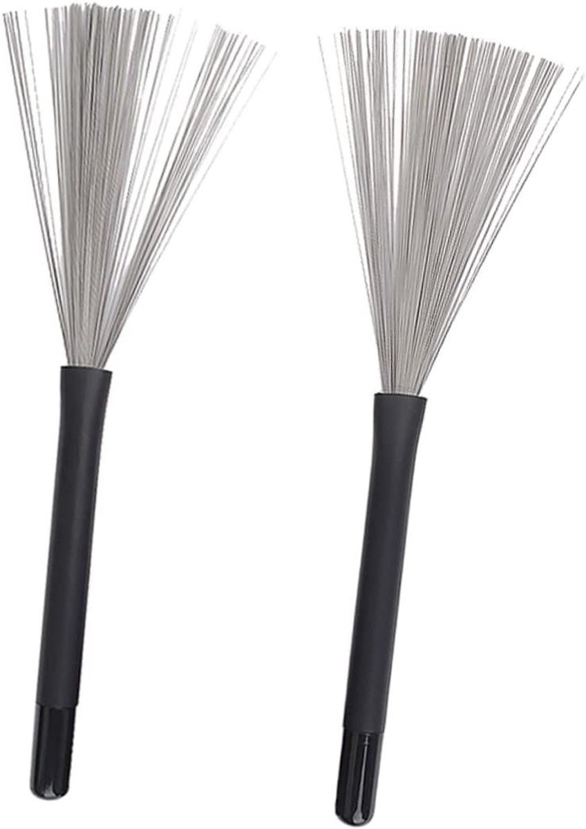 Trommel Borstels - Percussie Borstels - Muziek Maken - Intrekbaar Ontwerp - 29 cm - Zwart