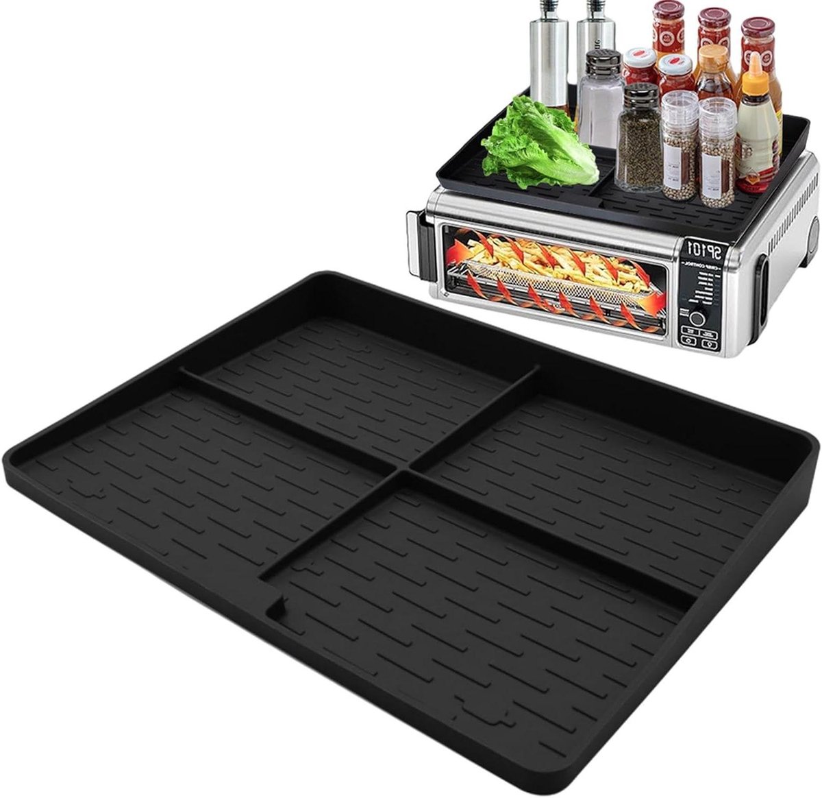 Kookplaat Organizer - Keuken Opberger - Keuken Organiseren - Magnetische Bevestiging - 38x28 cm - Zwart