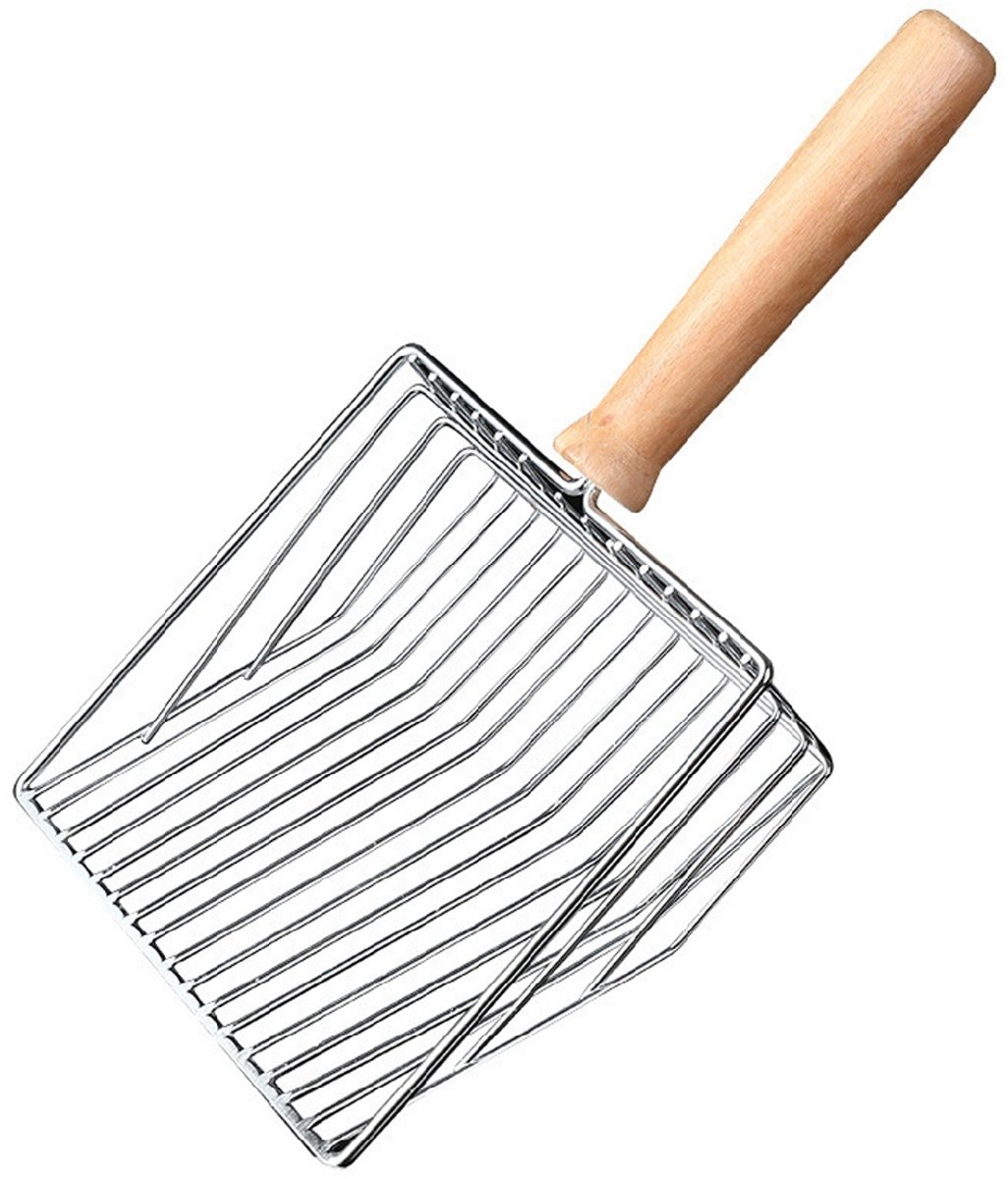 TOVBMUP Wubushan kattenbakschep - metalen kattenbakschep - kattenbakschep met houten handvat - kattenbakschep - kattenbakschep - speciale kattenbakschep