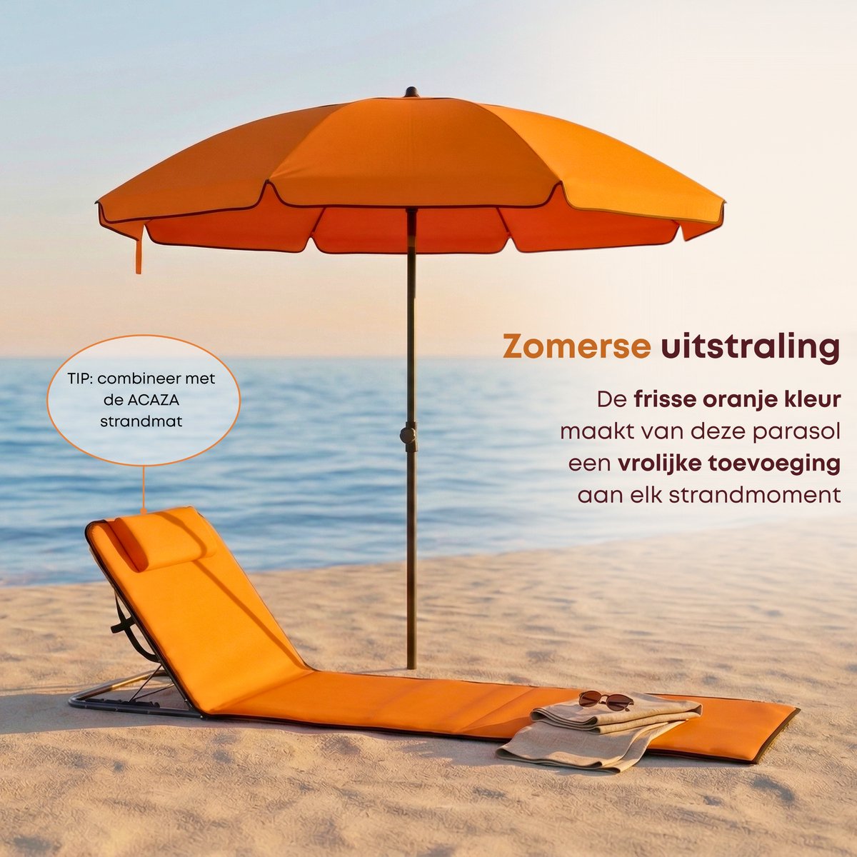 ACAZA strandparasol 200 cm, kantelbaar en draagbaar thumbnail 5