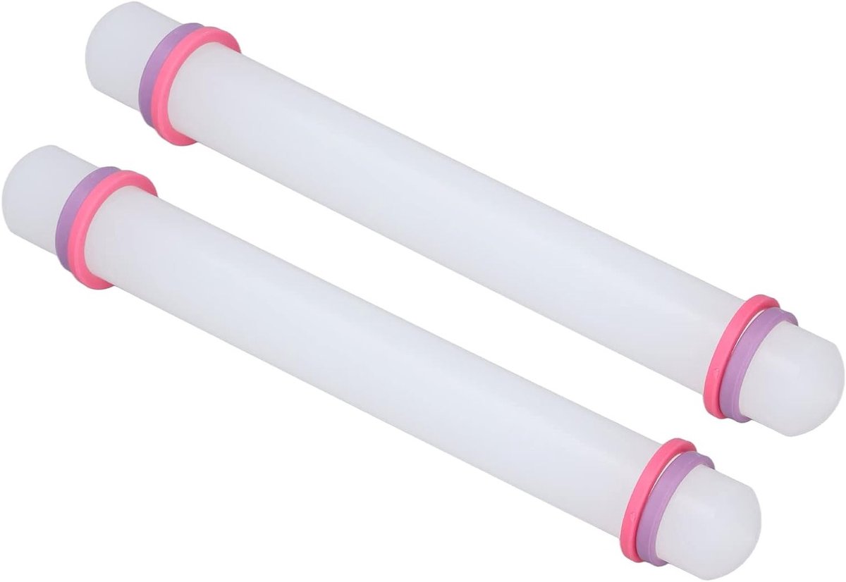 2 Stuks Plastic Deegroller, Veilig en Stevig, Antikleef, 10 Inch, Ideaal voor Bakken en Klei Bewerken
