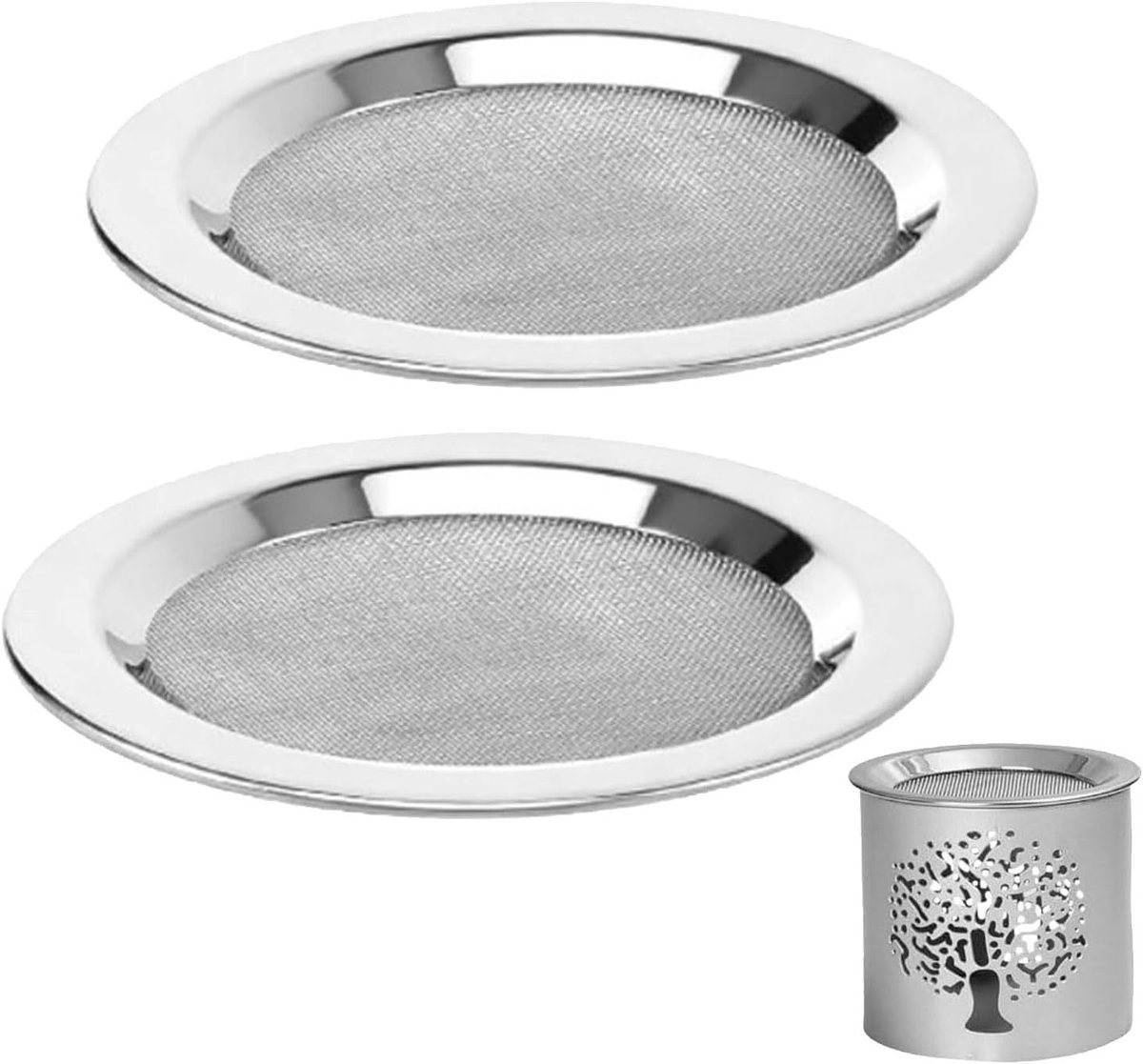 Set van 2 Hittebestendige Roestvrijstalen Wierookzeefjes Ø 10cm voor Wierookbranders en Oliebranders, Fijnmazig RVS, Makkelijk te Reinigen en Duurzaam Gebruik