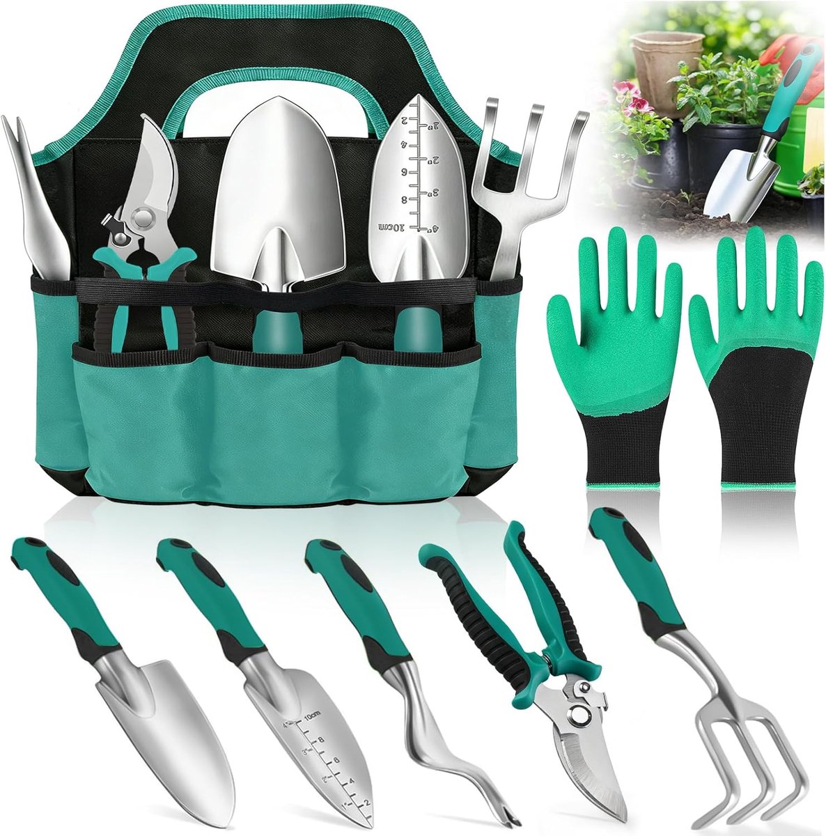 Tuingereedschap Set – Complete Tuinset met Handgereedschap – Inclusief Schep, Hark & Snoeischaar – Ergonomisch & Duurzaam – Ideaal voor Tuin, Balkon & Cadeau