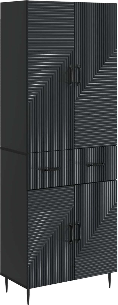 vidaXL Kast - Set - 2 - st - Zwart - Bewerkt - hout