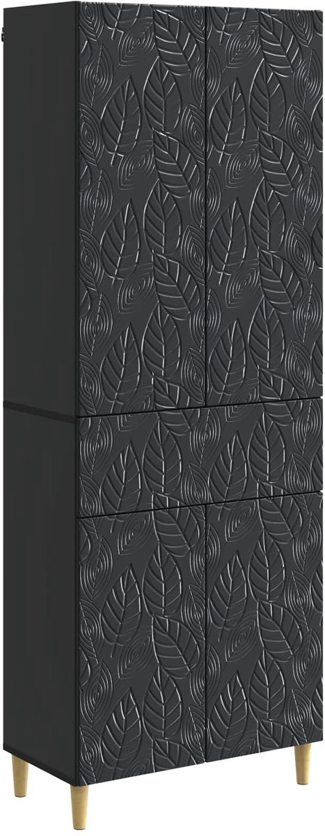 vidaXL Kast - Set - 2 - st - Zwart - Bewerkt - hout