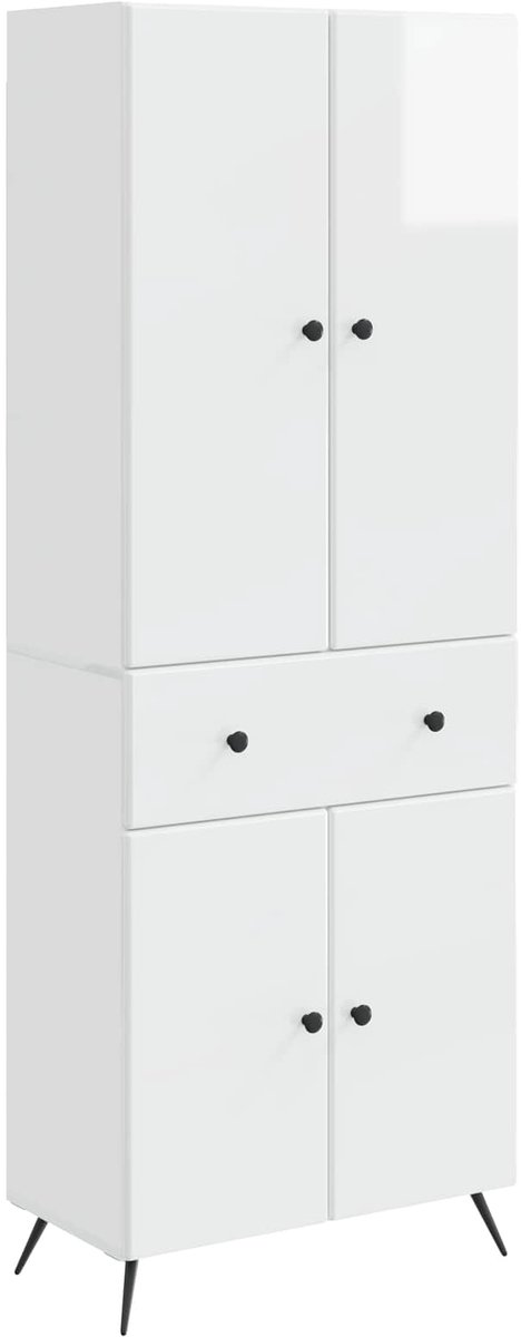 vidaXL Kast - Set - 2 - st - Hoogglans - Wit - 66 - x - 34.5 - x - 90 - cm - Bewerkt - hout Hoogglans Wit