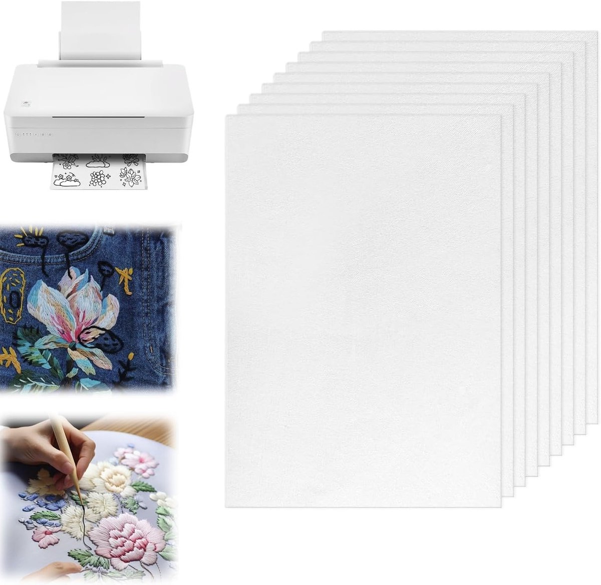 Oplosbaar borduurpapier A4 formaat, 10 vellen, geschikt voor machineborduren en handstikken, ideaal voor creatieve projecten en naaien