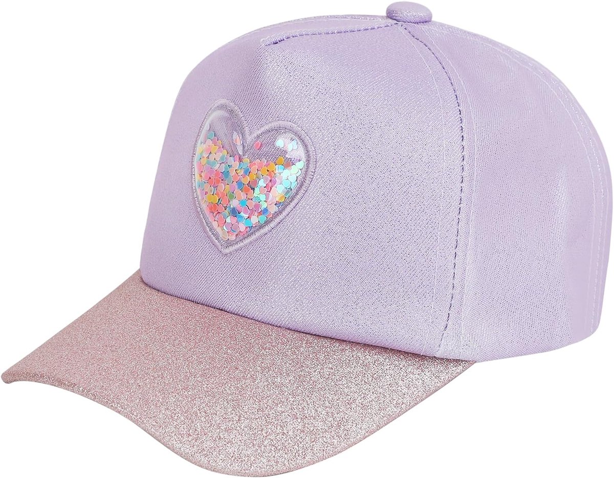 JeiibrZui Meisjes Basecap - Little Star Kinder Serie - met Hart Borduurwerk - 52-54 CM - 1 Stuk Verstelbaar - Roze Zonnehoed voor Buiten Sport en Speeltuin