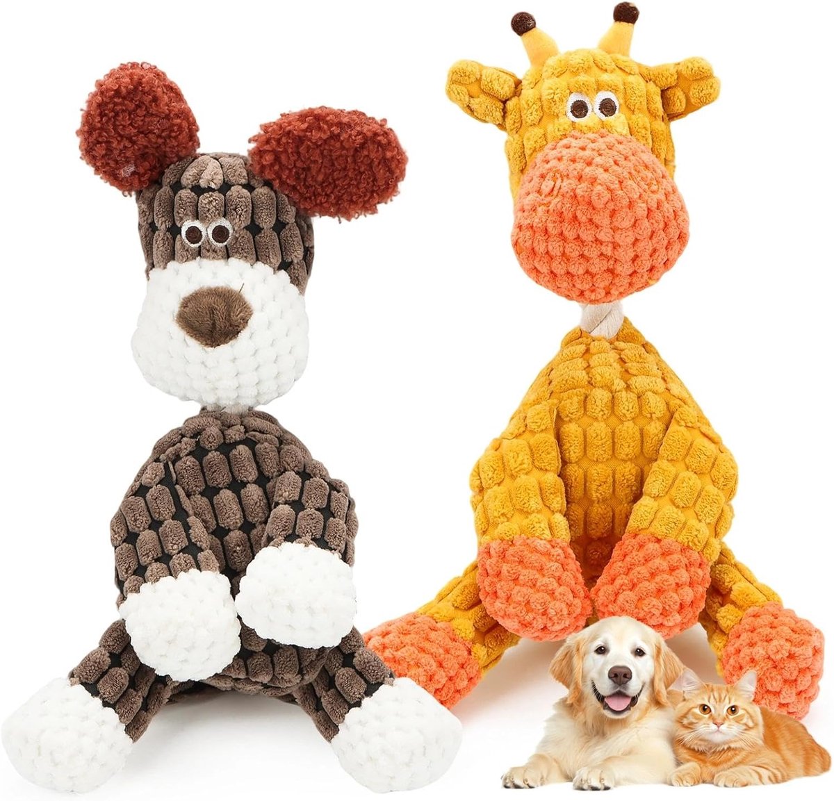 JeiibrZui Hondenspeelgoed Set - 2 Stuks - Met Pieper - Voor Kleine Middelgrote En Grote Honden - Robuust Pluche Welpenspeelgoed