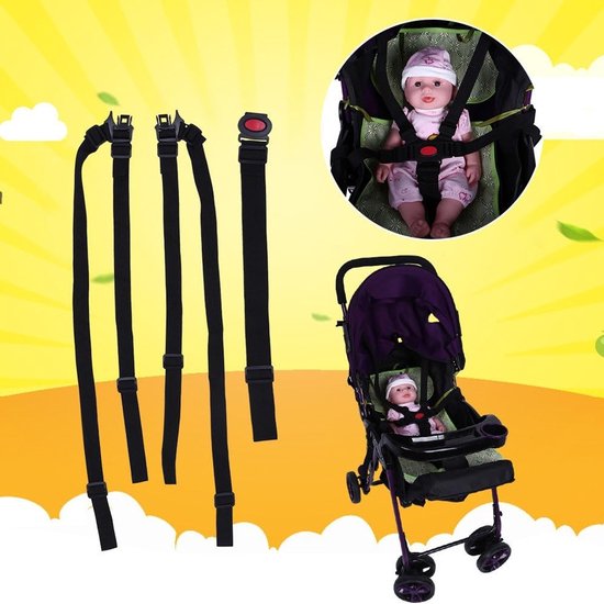 1 stuk - veiligheidstuigje kinderstoel - 5 punts harnass - verstelbare harnasgordel - veiligheidsgordel voor kinderen - veiligheidsgordel voor kinderstoel, kinderwagen, kinderwagen - zwart van Merkloos — afbeelding 2