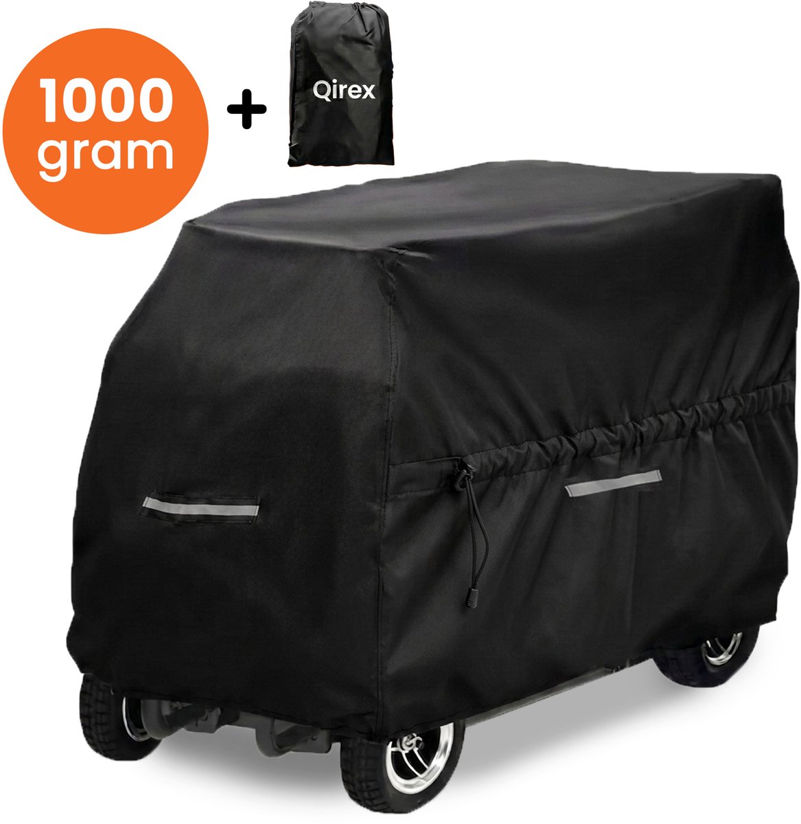 Premium scootmobiel hoes waterdicht - lengte verstelbaar 165x75x125 cm - afdekhoes scootmobiel - hoes scootmobiel regenhoes Zwart