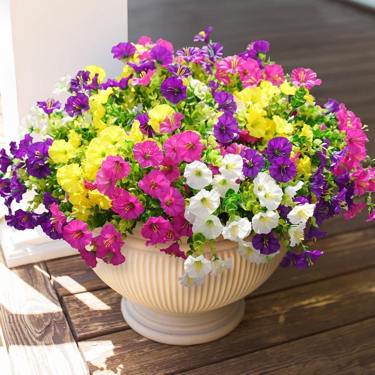 12 Bundels Kunstbloemen voor Buiten - UV-bestendige Weerbestendige Balkonplanten voor Tuin en Terras (Multikleur)