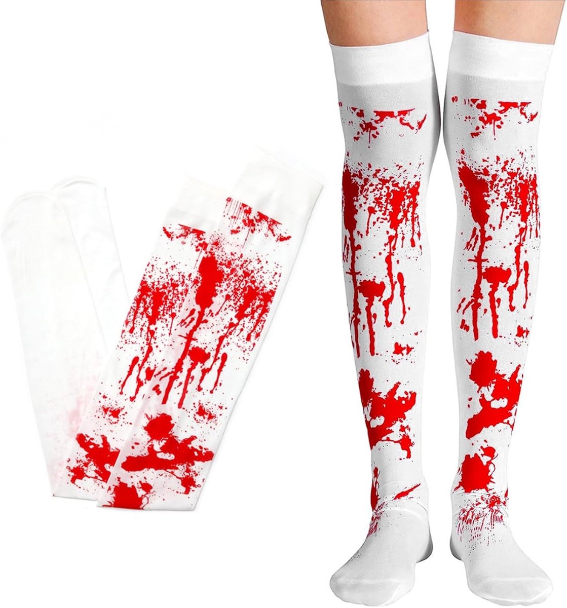 Sexy Halloween panty voor vrouwen, bloedige kostuumaccessoires, zombie outfit, creepy clown panty, griezelige kniekousen voor Halloween