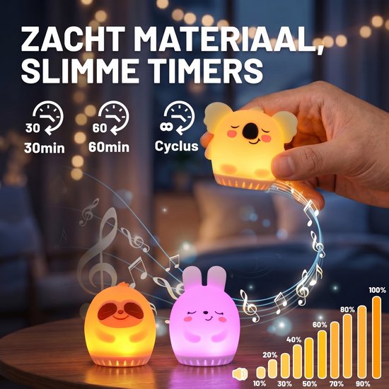 Goodli Witte Ruis machine met LED Sfeerverlichting - Luiaard - 20 Geluiden - 9 Kleuren - Slaapcomfort voor Baby, Kind en Volwassenen - Inclusief Slaaptimer - BPA-vrij - White Noise Machine — afbeelding 3
