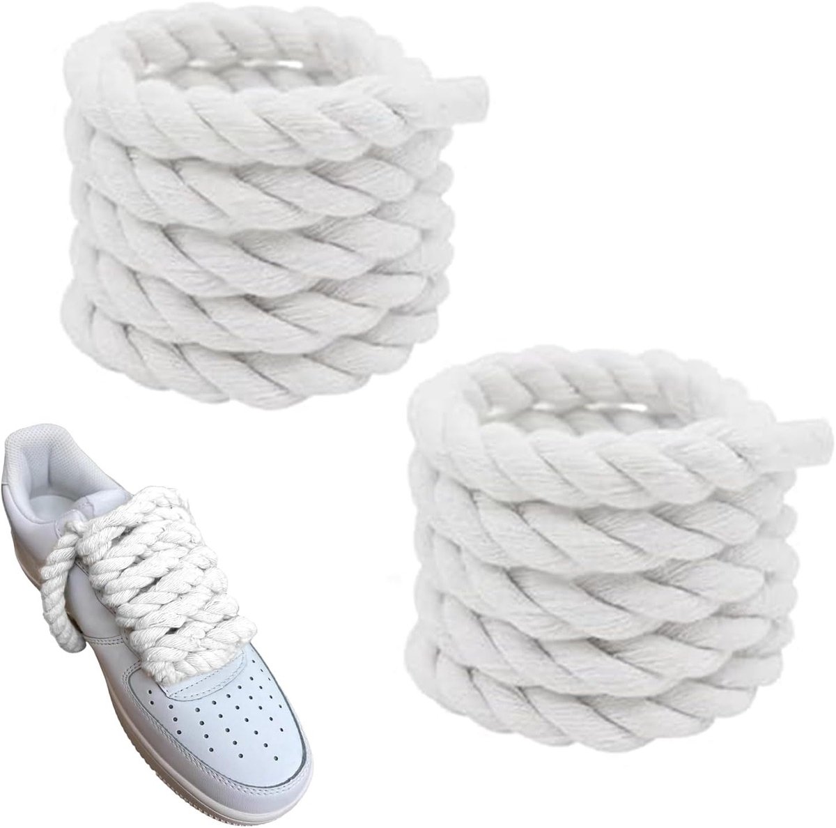 Dikke ronde veters van katoen voor vervangingen, 8 mm (150 cm) - Stevige, duurzame en veelzijdige schoenveters voor sneakers en DIY projecten