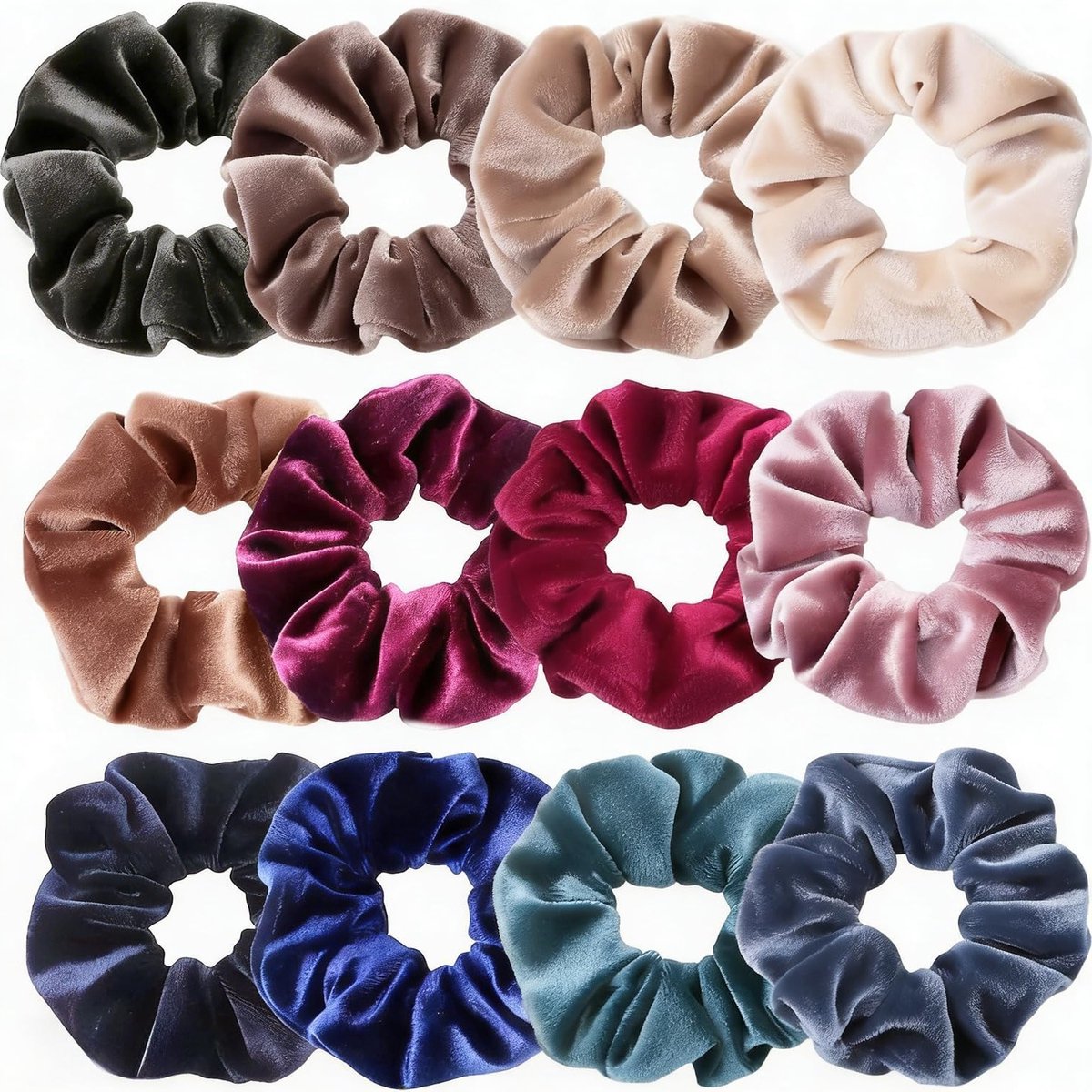 Premium Satijnen Haarscrunchies voor Vrouwen, Zachte en Elastische Haarbanden, 12 Stuks voor Stijlvolle Haarstijlen en Comfortabel Gebruik
