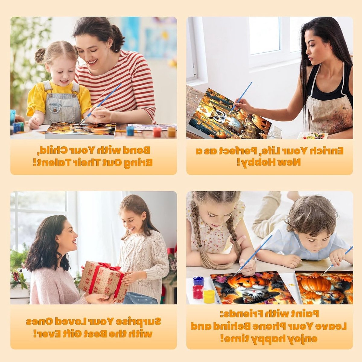 Herfst Schilderen op Nummer voor Volwassenen - 4 Delige DIY Set met Dieren, Lijsten en Acrylverf voor Creatieve Hobby's — cadeau in Hobby - foto 3