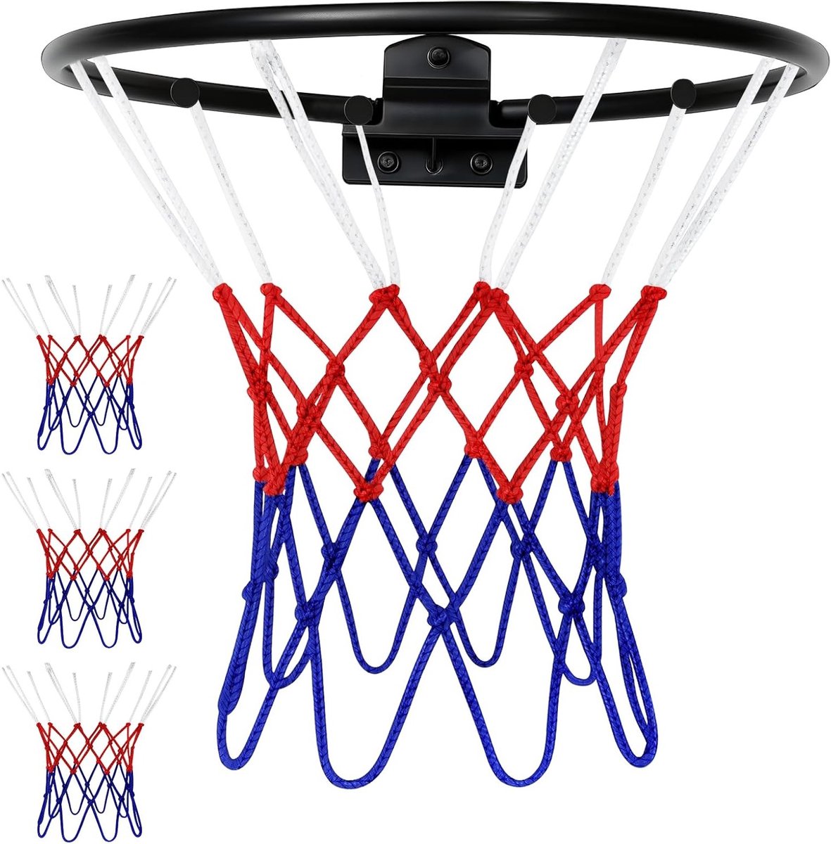 Set van 3 Mini Basketball Netten voor Binnen en Buiten, Geschikt voor Baskets met een Diameter van 20-25 cm, Weerbestendig en Eenvoudig te Bevestigen aan Deuren en Muren