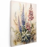 Artaza Tableau sur Toile Aquarelle Douce de Lupine en Fleur et Autres Fleurs d'Été en Couleurs Pastel - 90x120 cm - Groot - Décoration Murale Salon - Tableaux - Décoration Murale