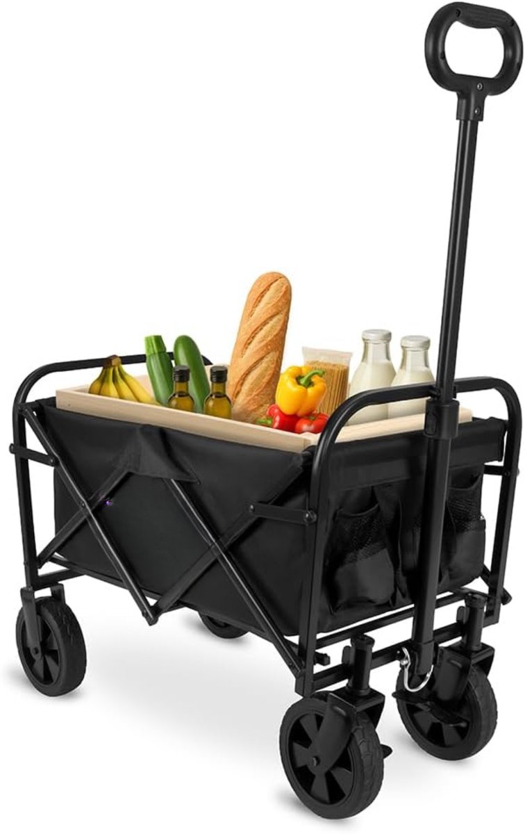 KAD® Bolderkar Opvouwbaar Luchtbanden - Comfortabel Kindervervoer - Bolderkar Kinderenvervoer - Zwart - 95cm x 41cm x 60cm
