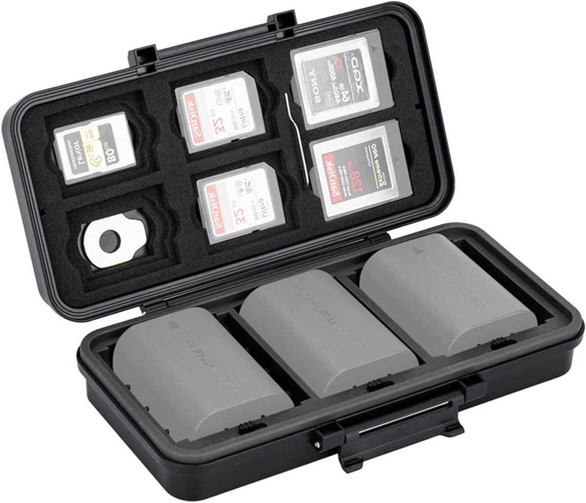 Geavanceerde 2-in-1 Geheugenkaart- en Batterijopslag, Compact en Modern Ontwerp, Ideaal voor Fotografie en Reizen
