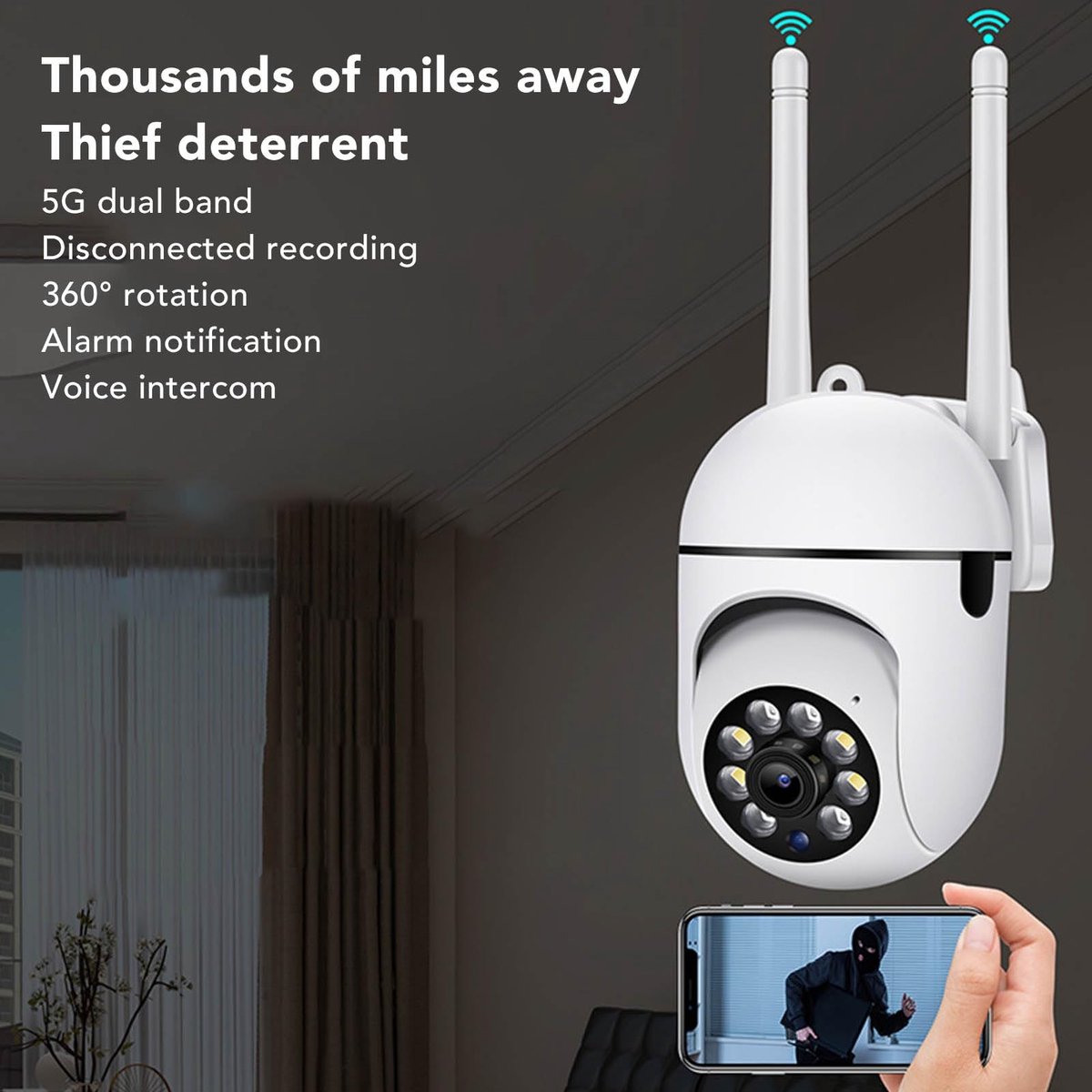 Dailygoods - Dailygoody - Bewakingscamera's - 1080P High Definition - Nachtzicht - Waterdicht - Bewegingsdetectie - APP-bewaking op Afstand - Geschikt voor Thuisge