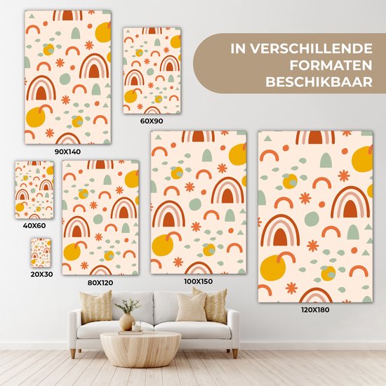 Canvas schilderij 20x30 cm - Wanddecoratie Regenboog - Patroon - Zomer - Muurdecoratie woonkamer - Slaapkamer decoratie - Kamer accessoires - Schilderijen op canvas