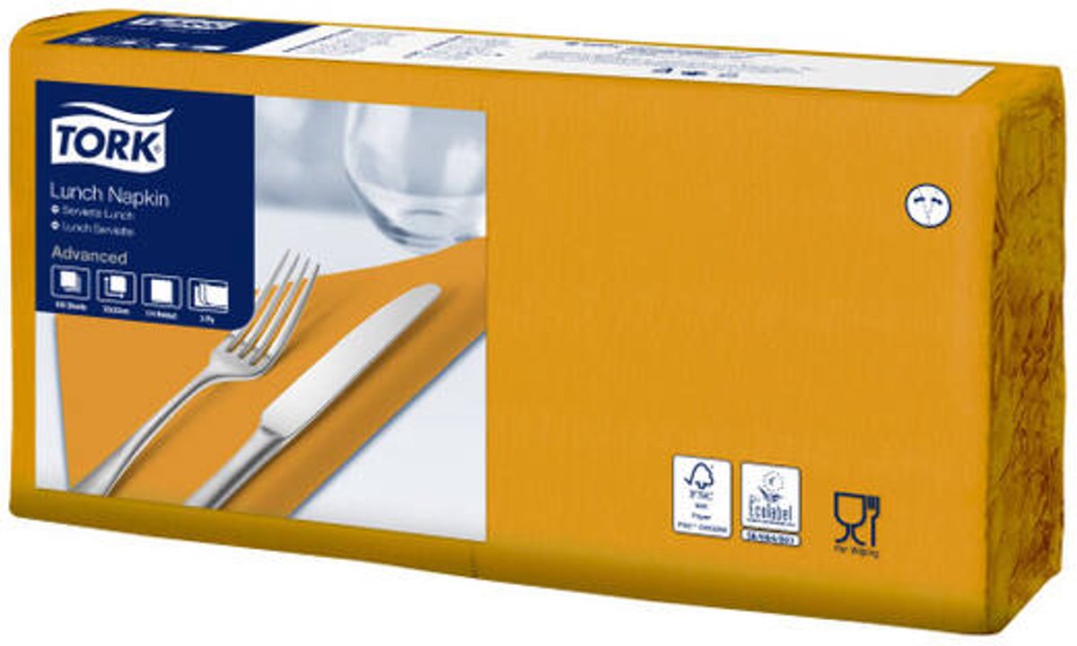 Tork 477870 soft lunchservet advanced oranje 33x33 cm 3-laags 1500 stuks (477870)