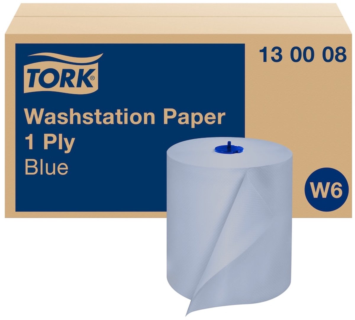 Tork 130008 wasstation poetspapier 1-laags blauw 250 m 6 rollen (130008)